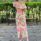 Floral Print Off-shoulder Maxi Sheath Dress