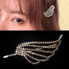 Rhinestone Wing Hair Clip 0706a - Silver - One Size