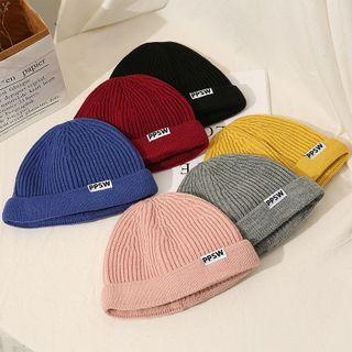 Lettering Tag Knit Melon Hat