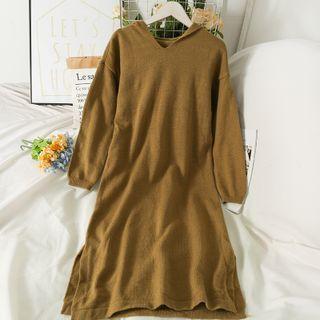 Side-slit Hooded Midi Dress