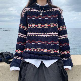 Printed Sweater Sapphire Blue - One Size
