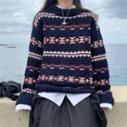 Printed Sweater Sapphire Blue - One Size