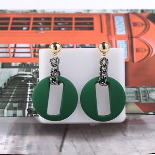 Plastic Hoop Chained Dangle Earring