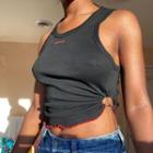 Heart Embroidered Drawstring Crop Tank Top