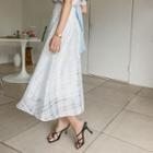 See-through Plaid A-line Long Skirt