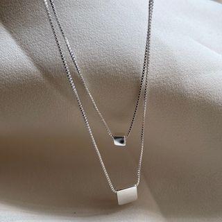 Alloy Square Pendant Layered Necklace E564 - Square - One Size