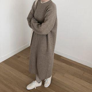 Contrast Trim Round Neck Knit Dress