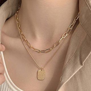 Tag Pendant Layered Necklace
