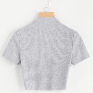 High Neck Ribbed Cropped Top