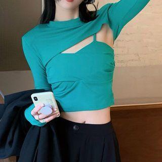 Set: Crop Camisole Top + Long-sleeve Shrug