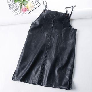 Spaghetti Strap Faux Leather Dungaree Dress