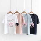 Bow Accent Printed Short Sleeve T-shirt