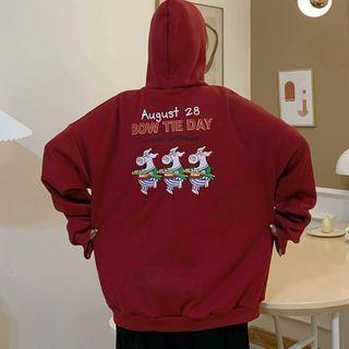 Loose-fit Zip-up Printed Hoodie