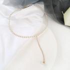 Faux Pearl Y Choker Gold - One Size