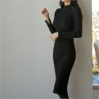Crew-neck Rib-knit Bodycon Dress