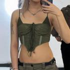 Drawstring Mesh Cropped Bustie Top