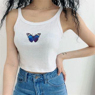 Embroider Butterfly Sleeveless Top