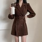 Long-sleeve Corduroy Double Breasted Dress