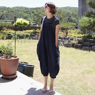 Baggy Cropped Suspender Pants