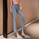 High-waist Boot-cut Washed Jeans