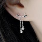 S925 Silver Butterfly Rhinestone Drop Earring As Shown In Figure - One Size