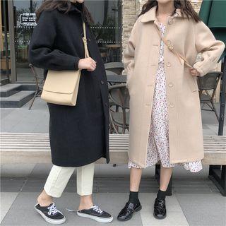 Single-breasted Woolen Long-sleeve Coat