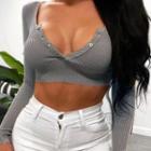 Long-sleeve Cropped Henley