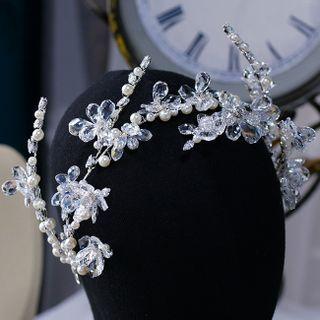 Faux Pearl Rhinestone Headband Silver - One Size
