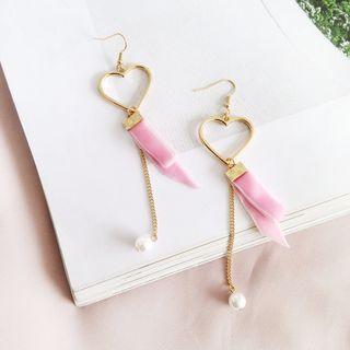Heart Ribbon Drop Earring / Clip-on Earring