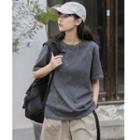 Short-sleeve Splatter Print T-shirt Gray - One Size