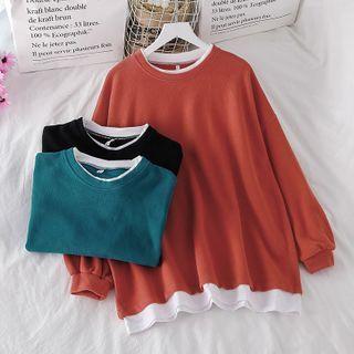 Mock Two-piece Loose-fit Sweatshirt - 3 Colors