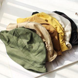 Plain Embroidered Wide Brim Bucket Hat