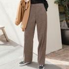 Plus Size Band-waist Houndstooth Wide-leg Pants
