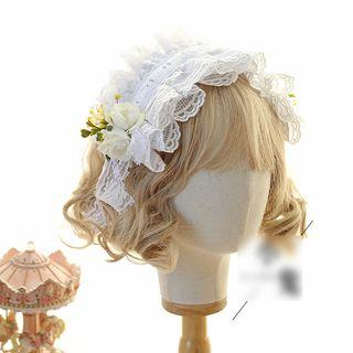 Floral Lace Ruffle Headpiece White - One Size