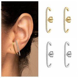 Rhinestone Open Hoop Ear Stud
