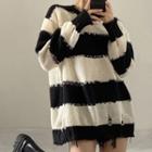 Distressed Striped Sweater Sweater - One Size