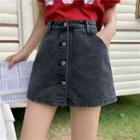 Denim Button Mini A-line Skort