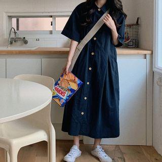 Lapel Short-sleeve Oversize Dress