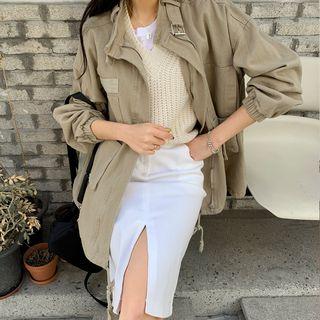 Buckled-neck Drop-shoulder Parka