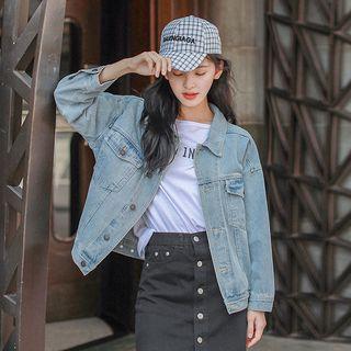 Lace Up Back Denim Jacket