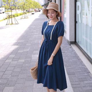 Crochet-trim Drawstring-waist Dress