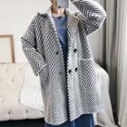 Patterned Double-breasted Coat As Shown In Figure - One Size