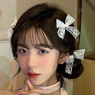 Bow Lace Hair Clip 1 Pc - White - S
