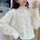 Cable Knit Sweater / Lace Blouse