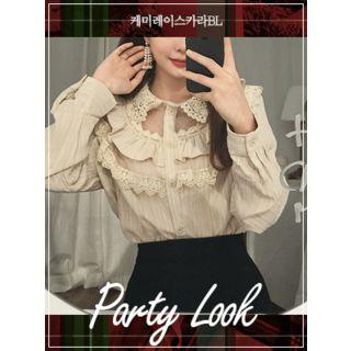 Lace-collar Frill-trim Blouse