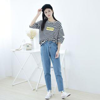 Fringed Tapered Jeans