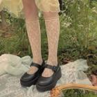 Lace Flower Trim Mid-calf Stocking