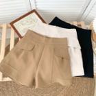 Zipper High-waist Plain Dress Shorts