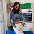 Lace-up Side Cropped Top