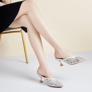 Kitten Heel Lace Mules